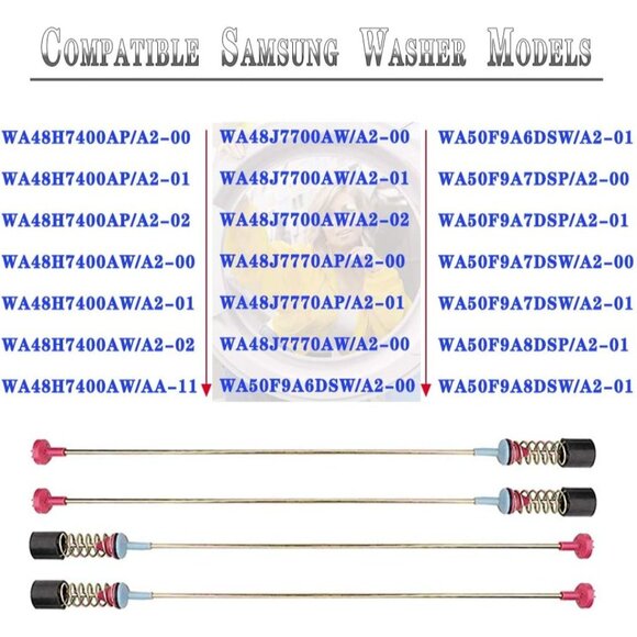 Upgraded DC97-05280S Suspension Rods | 4Pcs | 27.5in Damper Assembly - Picture 5 of 6